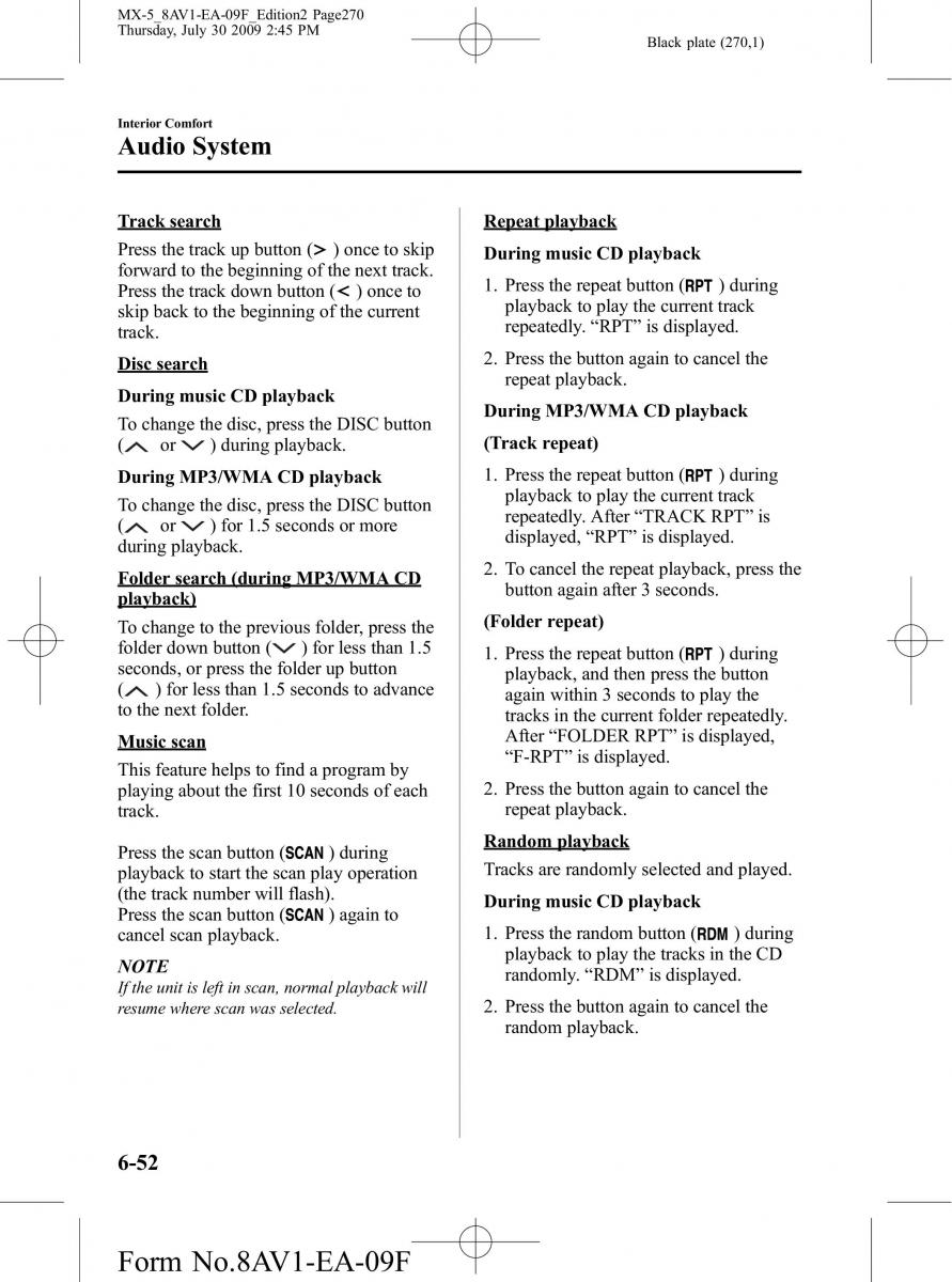 Mazda MX 5 Miata NC III 3 owners manual / page 270