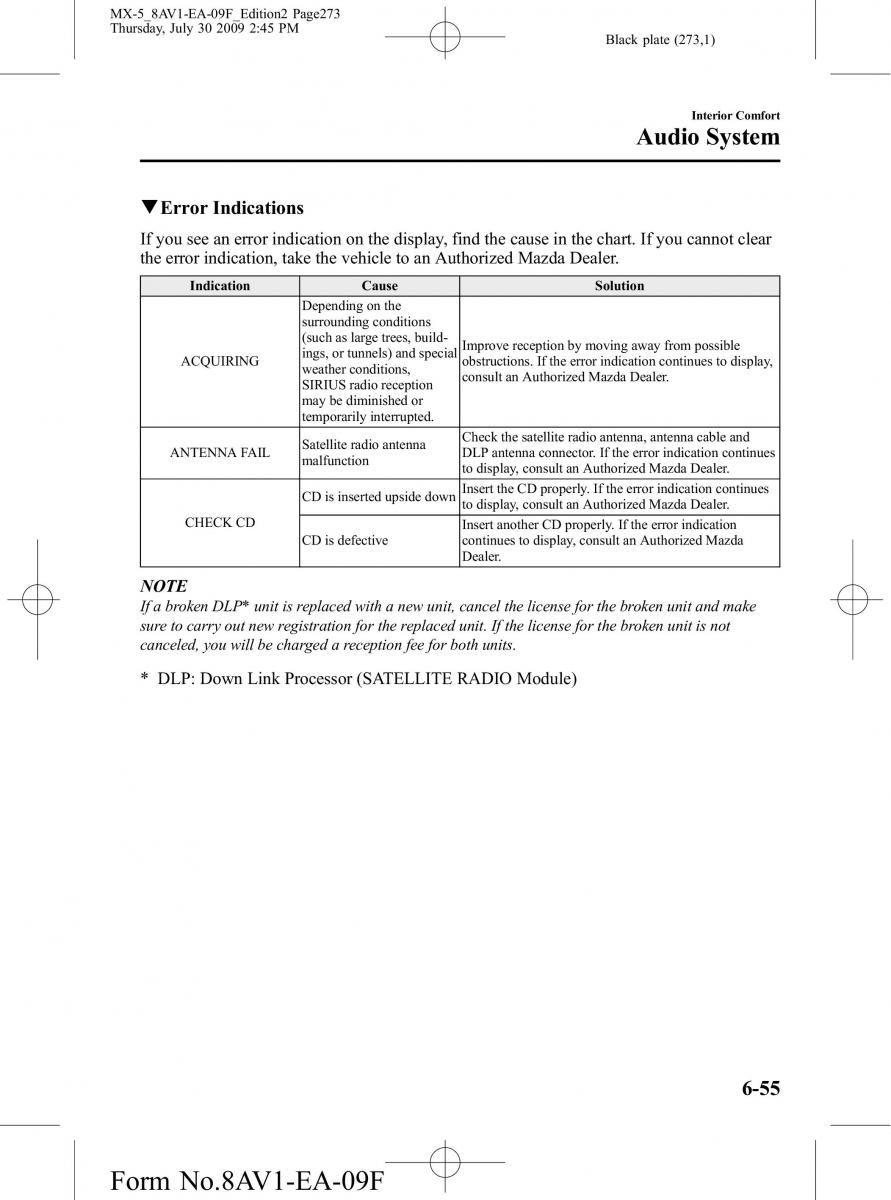 Mazda MX 5 Miata NC III 3 owners manual / page 273