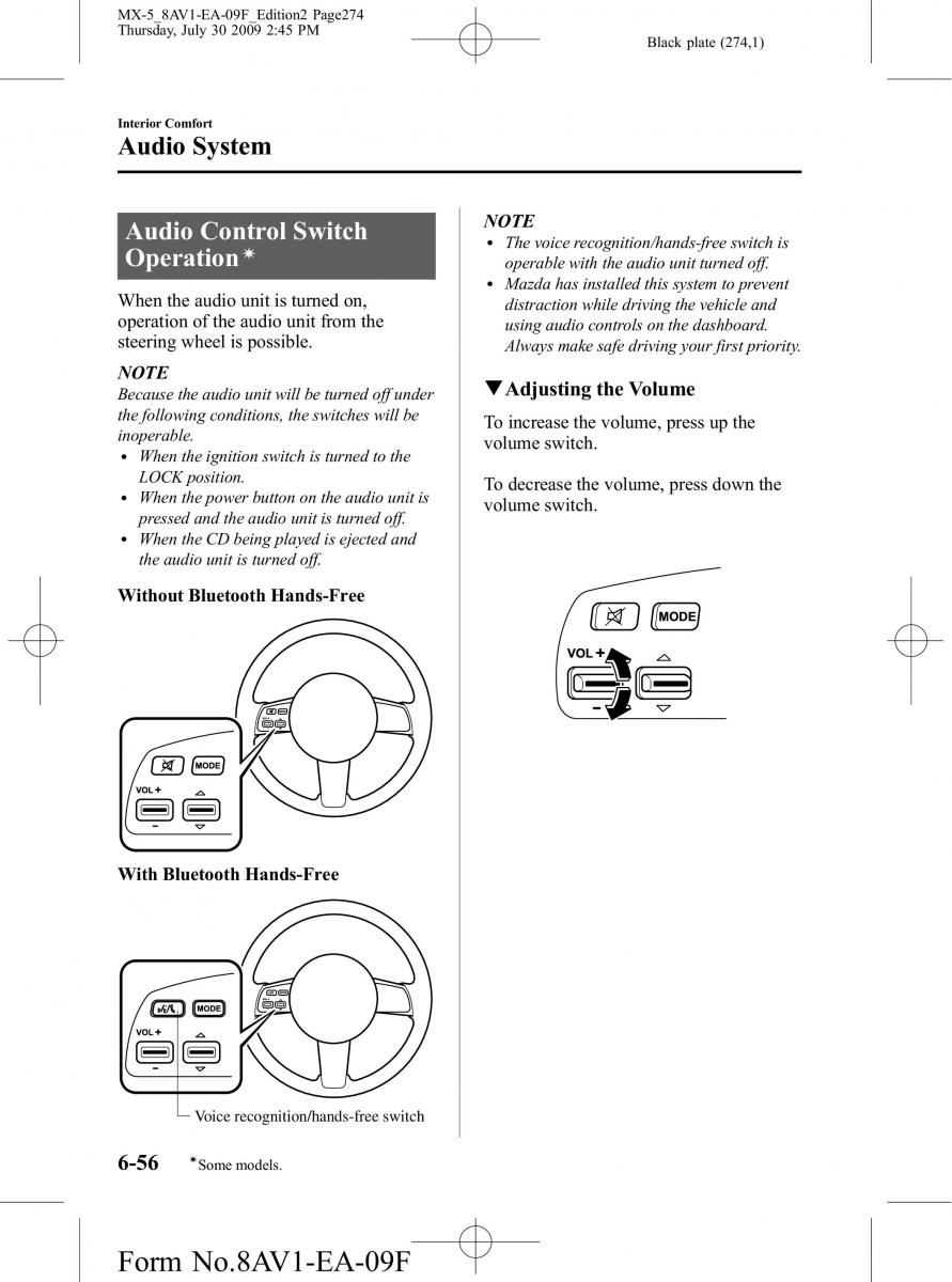 Mazda MX 5 Miata NC III 3 owners manual / page 274