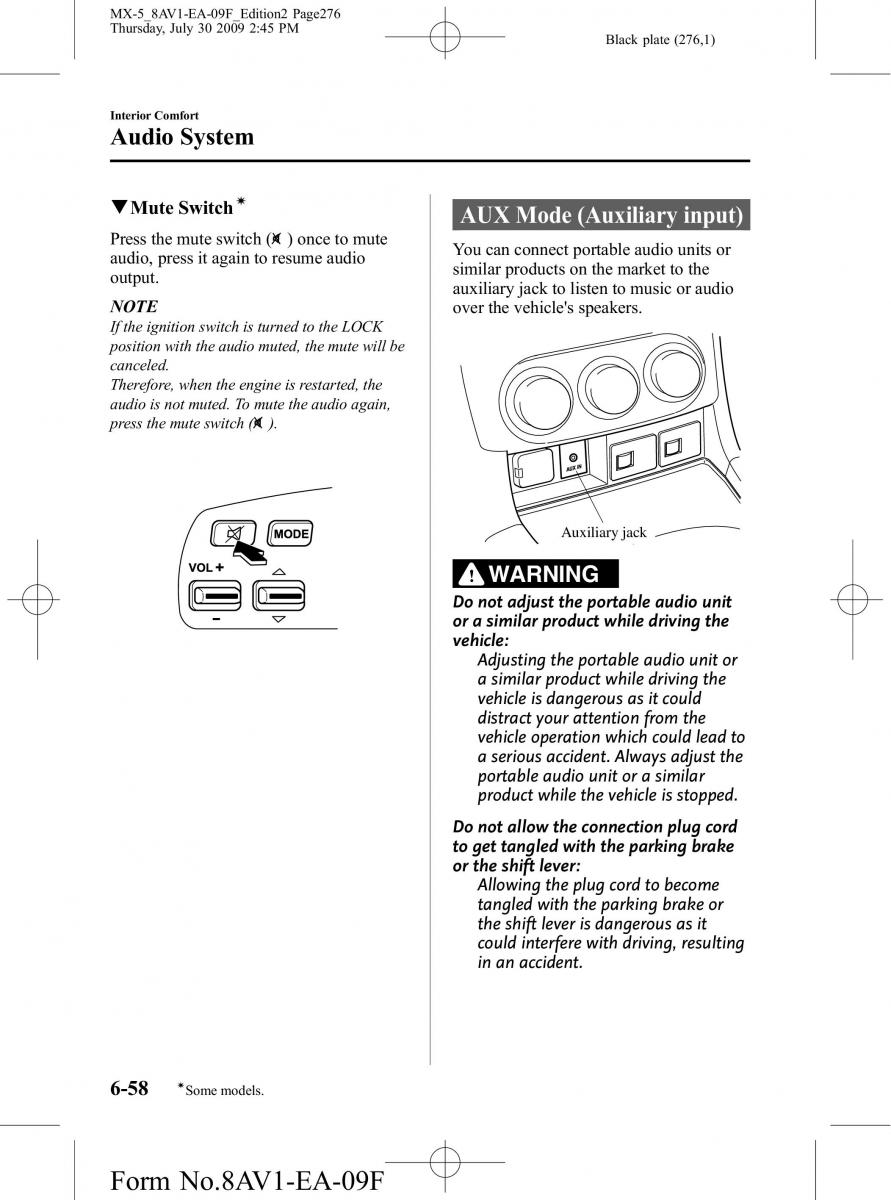 Mazda MX 5 Miata NC III 3 owners manual / page 276