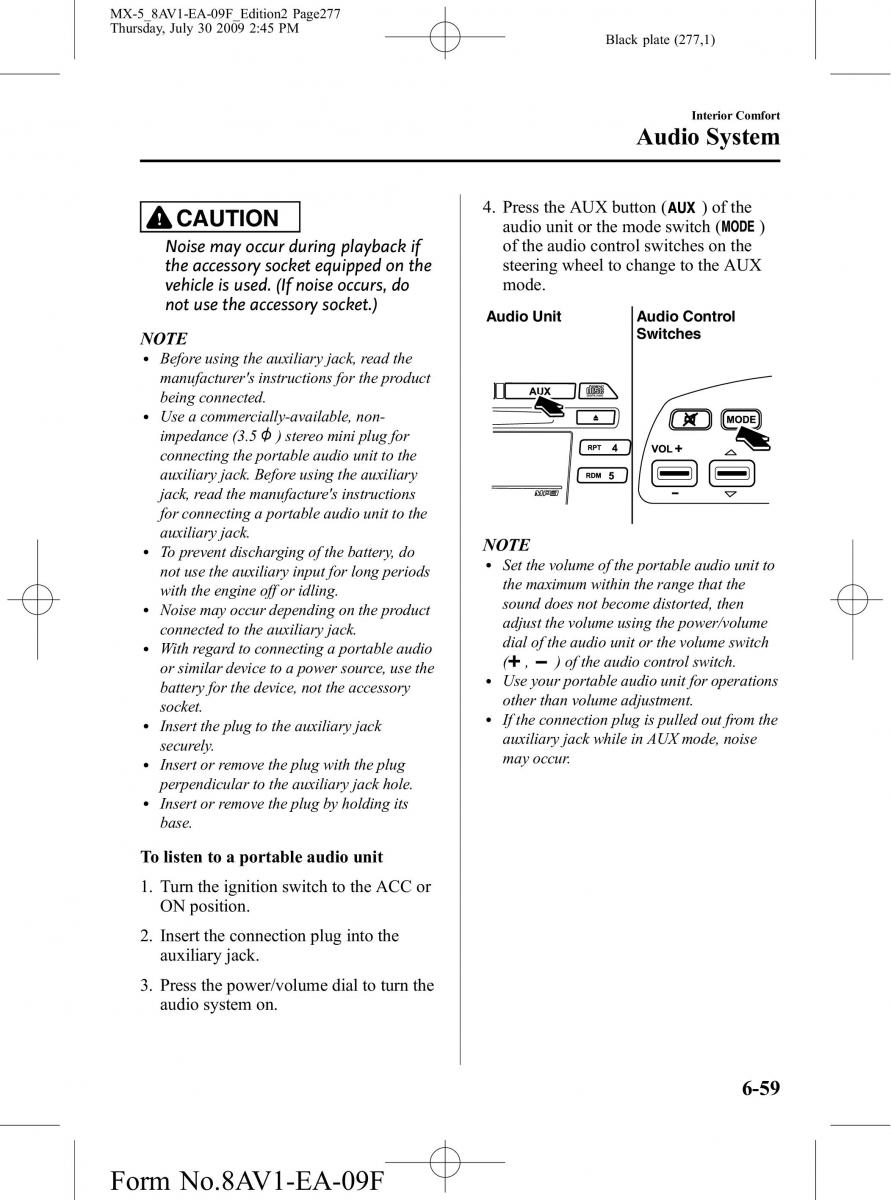 Mazda MX 5 Miata NC III 3 owners manual / page 277