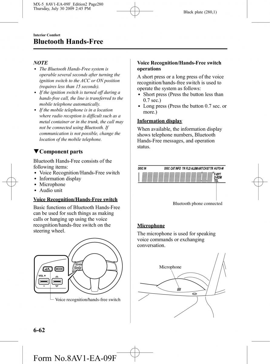 Mazda MX 5 Miata NC III 3 owners manual / page 280