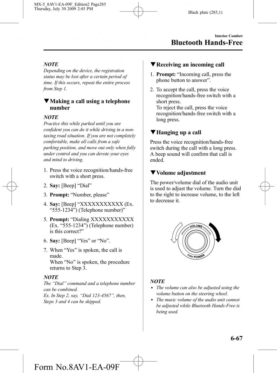 Mazda MX 5 Miata NC III 3 owners manual / page 285