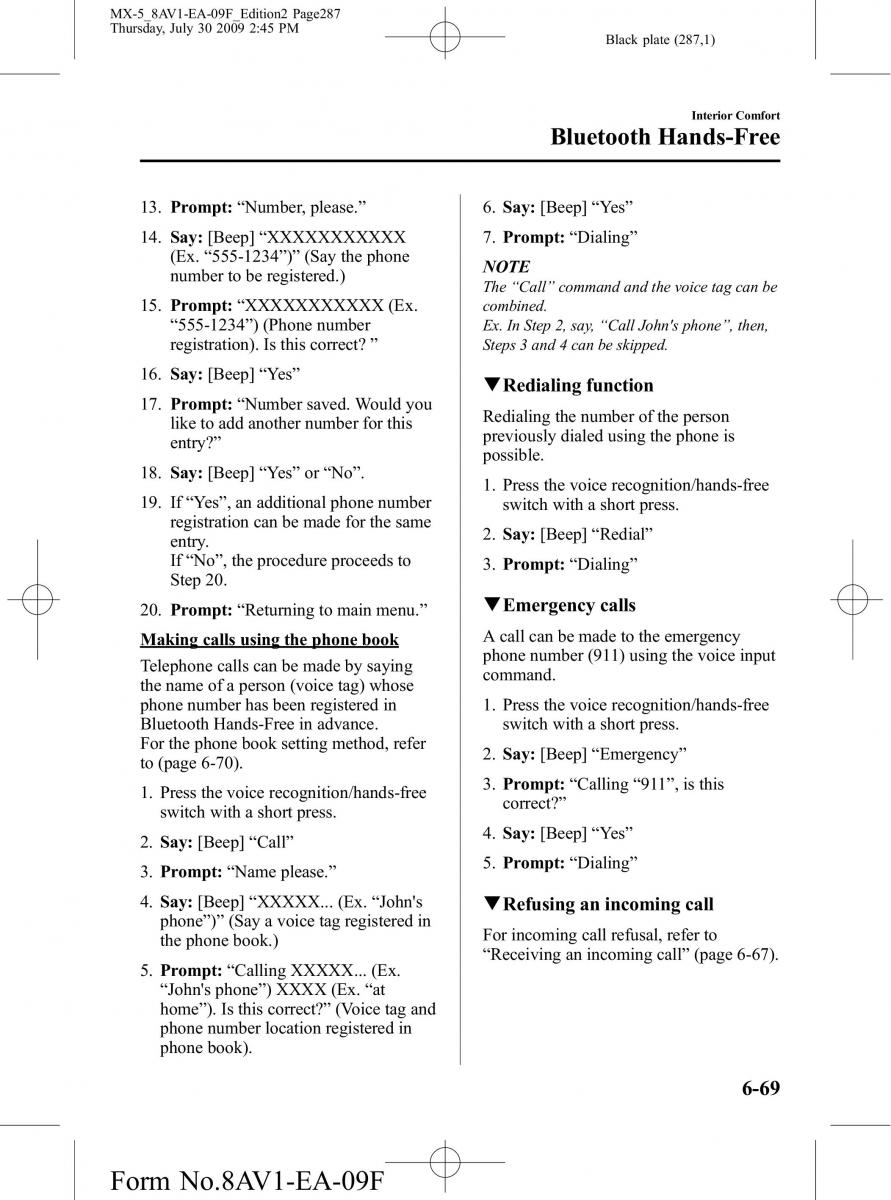 Mazda MX 5 Miata NC III 3 owners manual / page 287