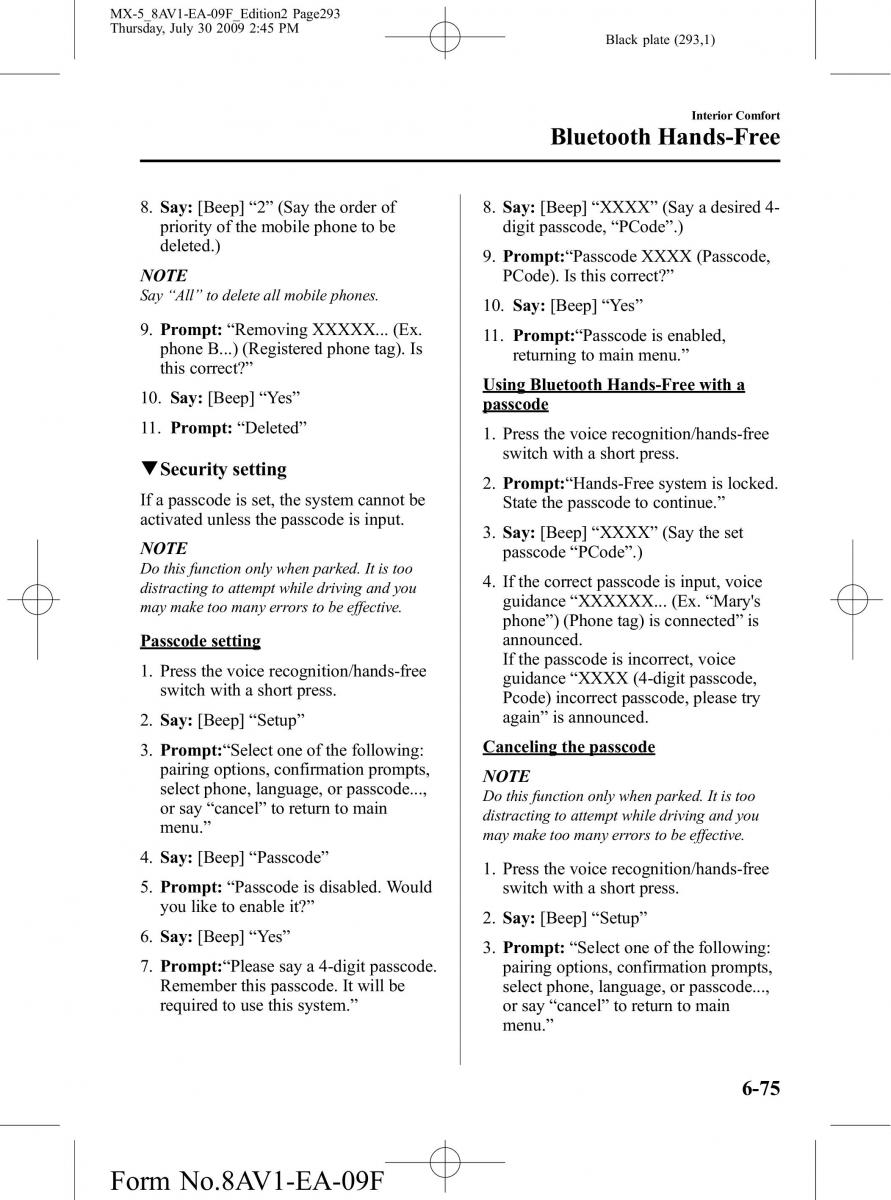 Mazda MX 5 Miata NC III 3 owners manual / page 293