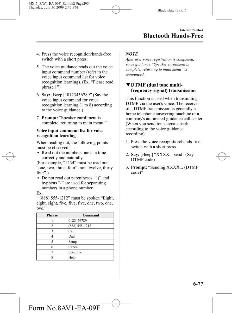 Mazda MX 5 Miata NC III 3 owners manual / page 295