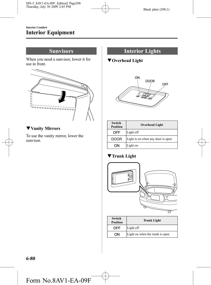 Mazda MX 5 Miata NC III 3 owners manual / page 298