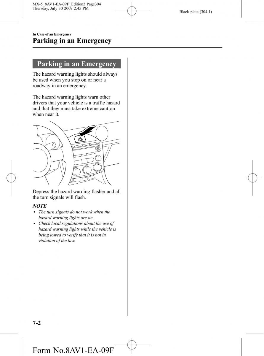 Mazda MX 5 Miata NC III 3 owners manual / page 304