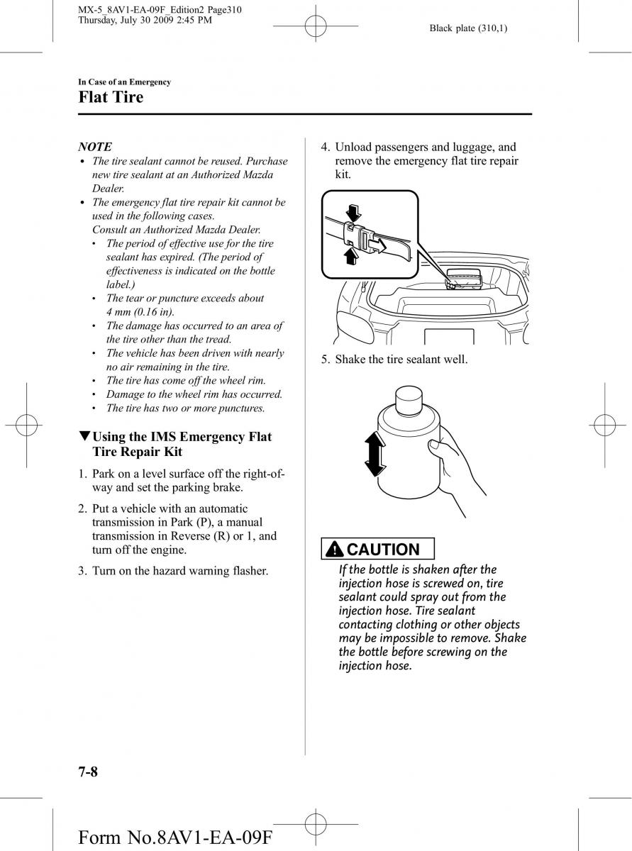 Mazda MX 5 Miata NC III 3 owners manual / page 310