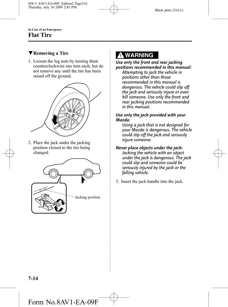 Mazda MX 5 Miata NC III 3 owners manual / page 316