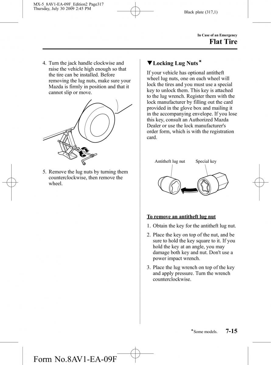 Mazda MX 5 Miata NC III 3 owners manual / page 317