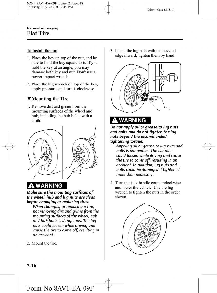 Mazda MX 5 Miata NC III 3 owners manual / page 318