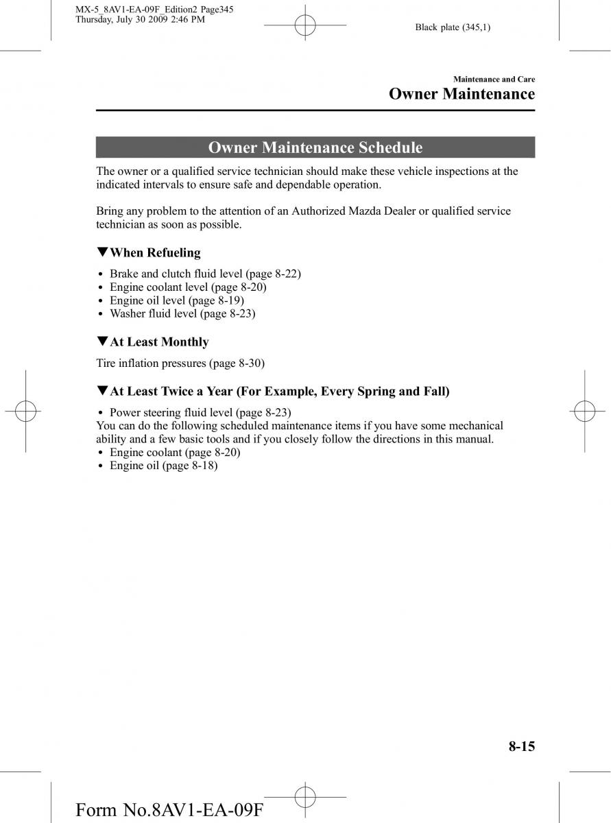 Mazda MX 5 Miata NC III 3 owners manual / page 345