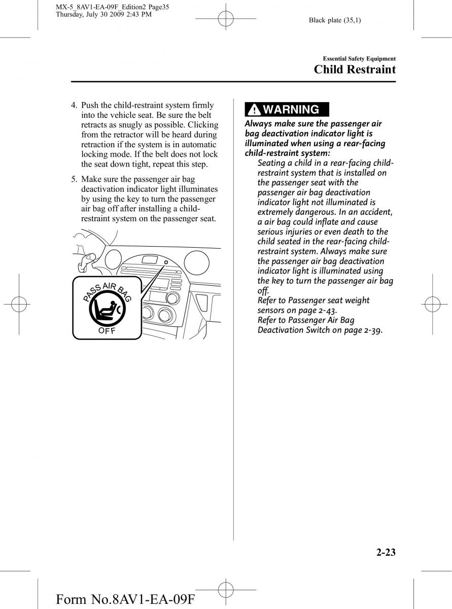 Mazda MX 5 Miata NC III 3 owners manual / page 35