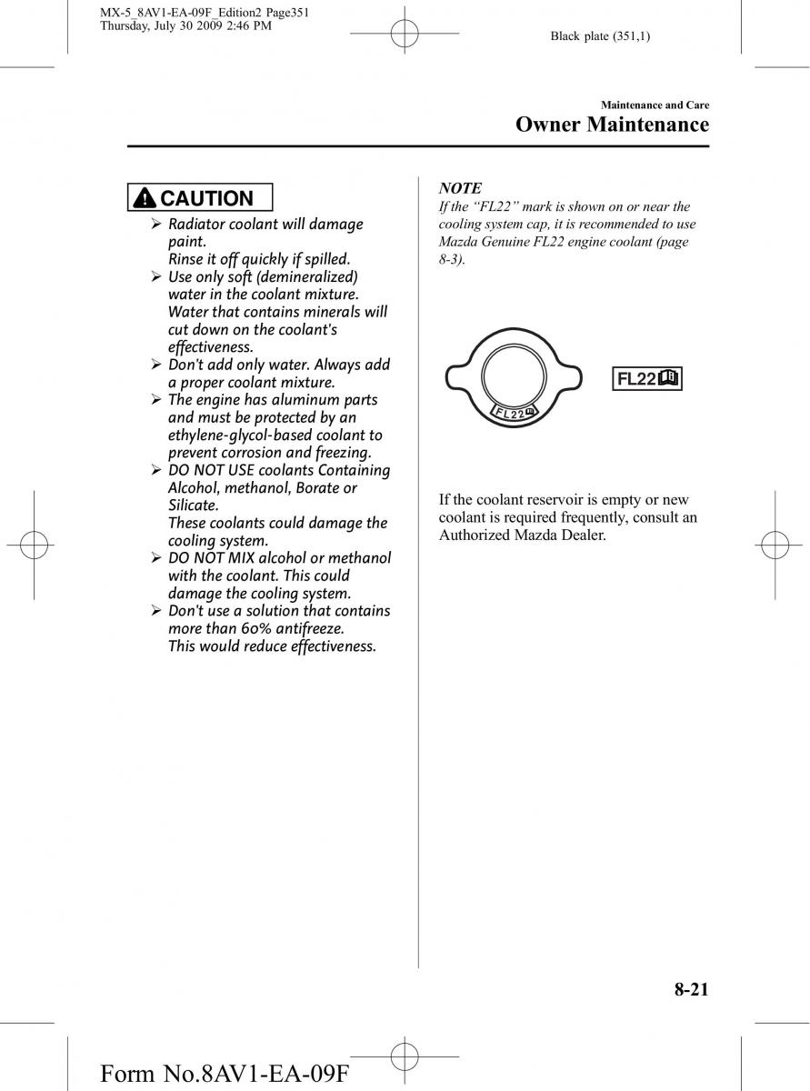 Mazda MX 5 Miata NC III 3 owners manual / page 351