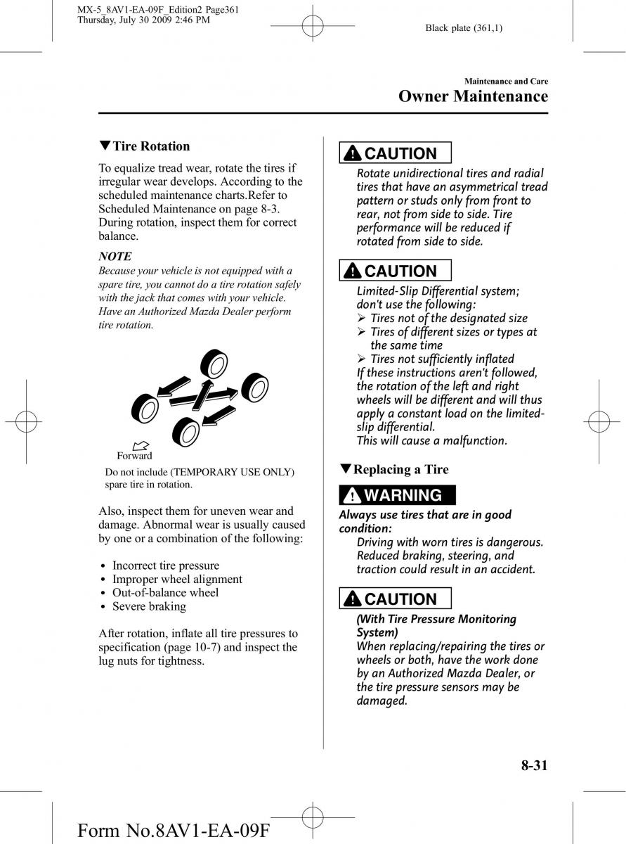 Mazda MX 5 Miata NC III 3 owners manual / page 361