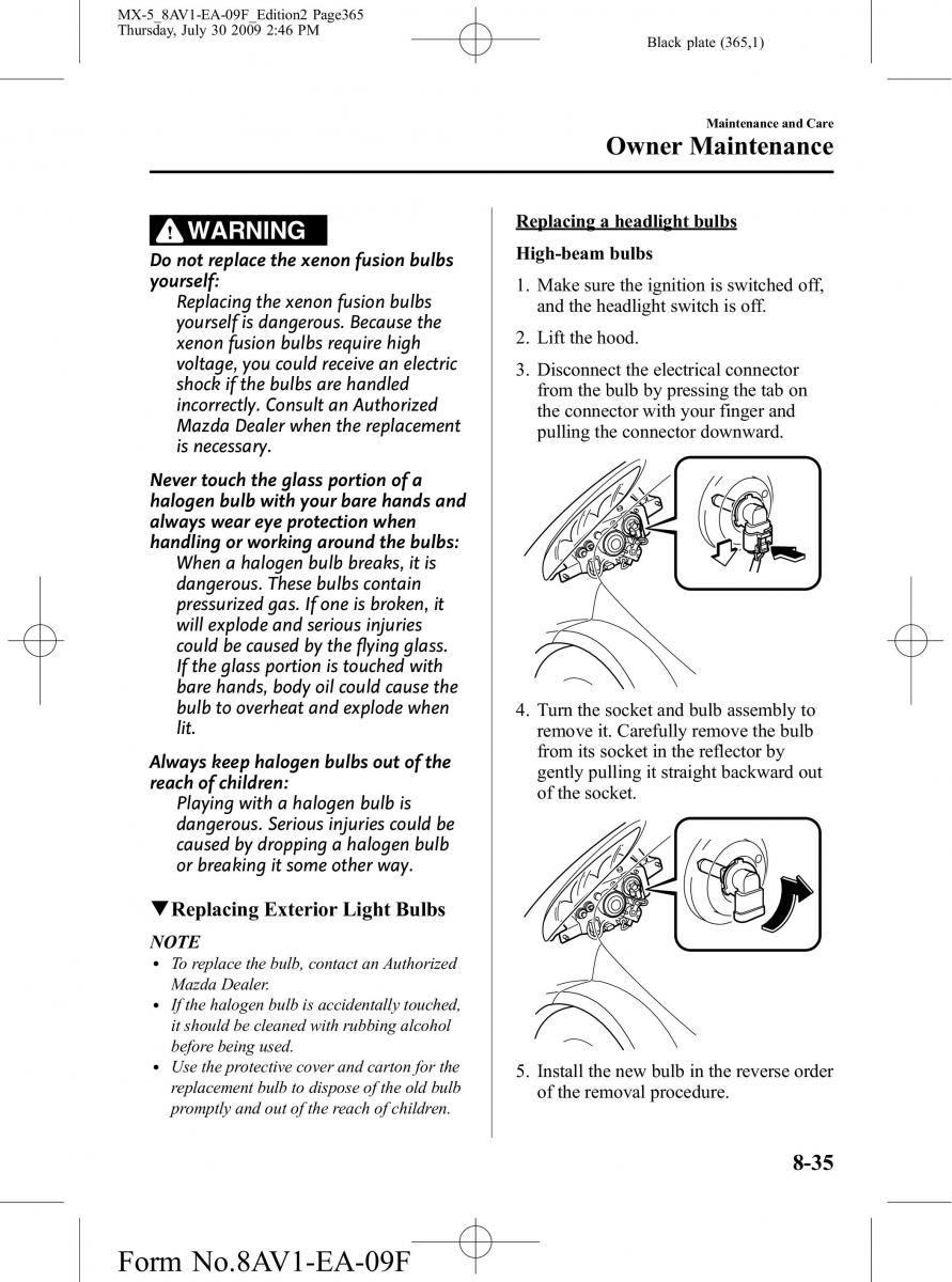 Mazda MX 5 Miata NC III 3 owners manual / page 365