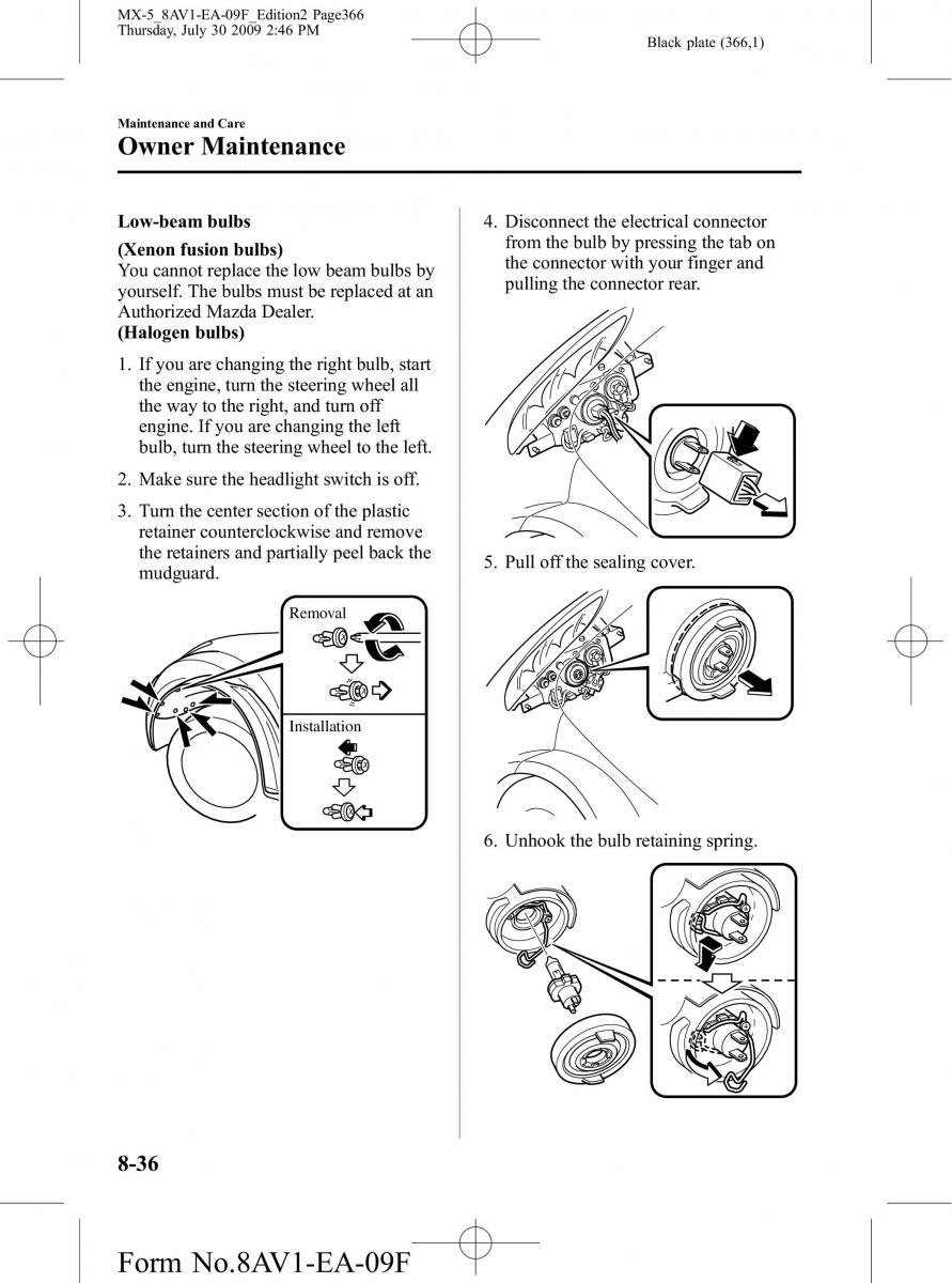 Mazda MX 5 Miata NC III 3 owners manual / page 366