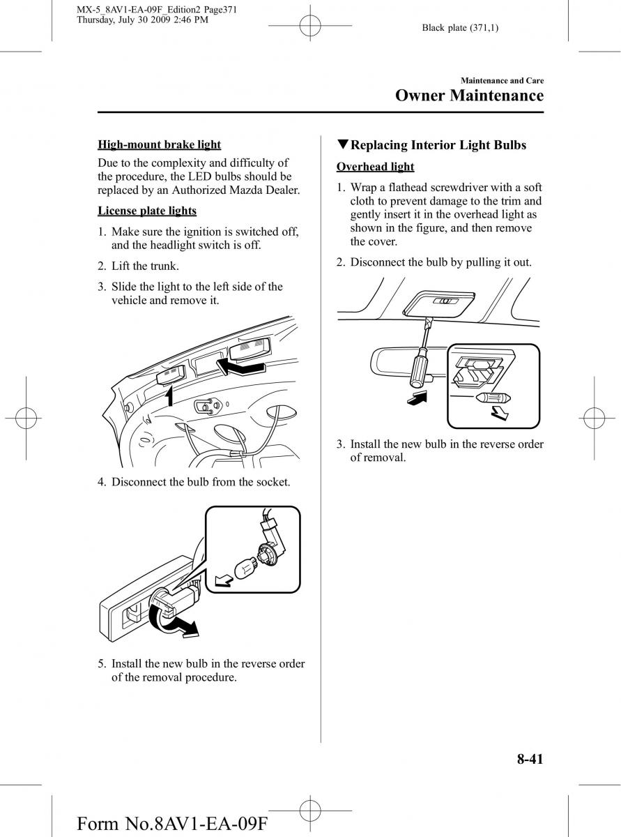 Mazda MX 5 Miata NC III 3 owners manual / page 371