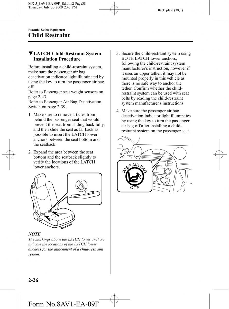 Mazda MX 5 Miata NC III 3 owners manual / page 38