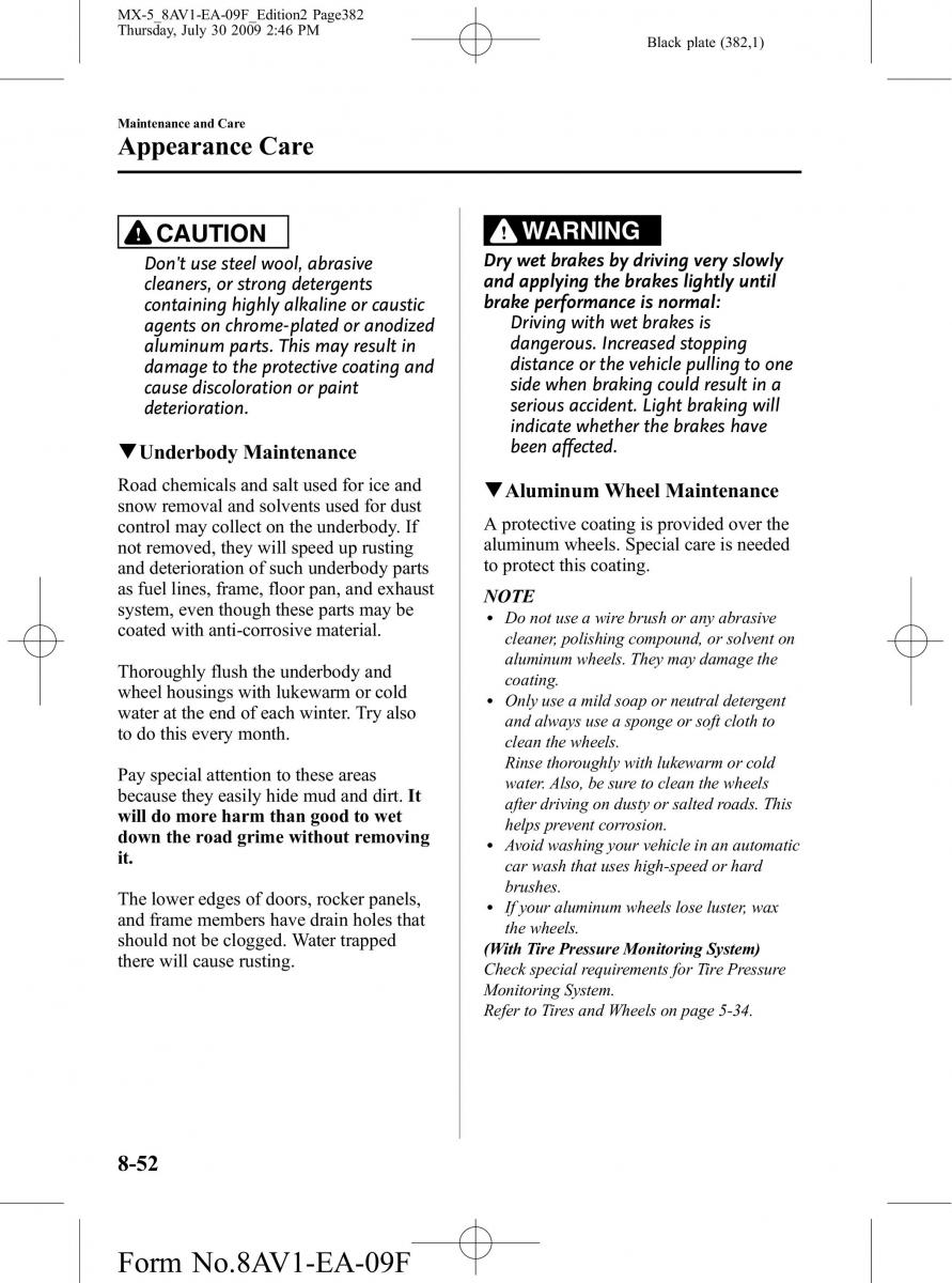 Mazda MX 5 Miata NC III 3 owners manual / page 382