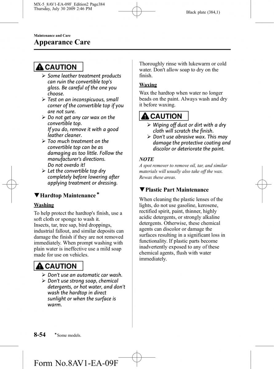 Mazda MX 5 Miata NC III 3 owners manual / page 384