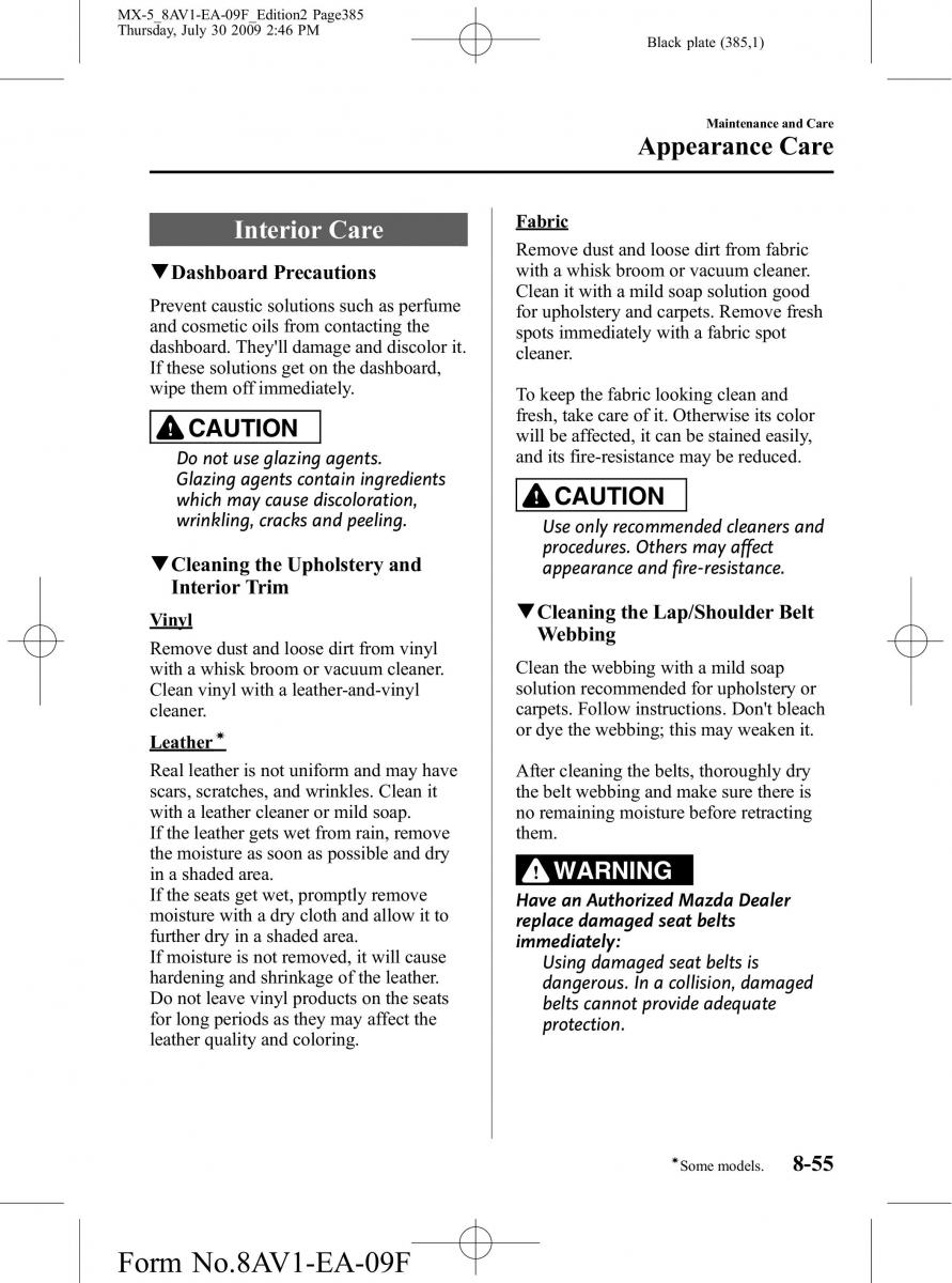 Mazda MX 5 Miata NC III 3 owners manual / page 385