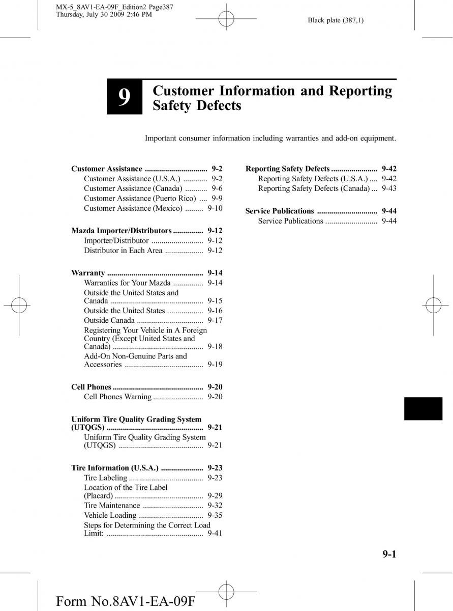 Mazda MX 5 Miata NC III 3 owners manual / page 387