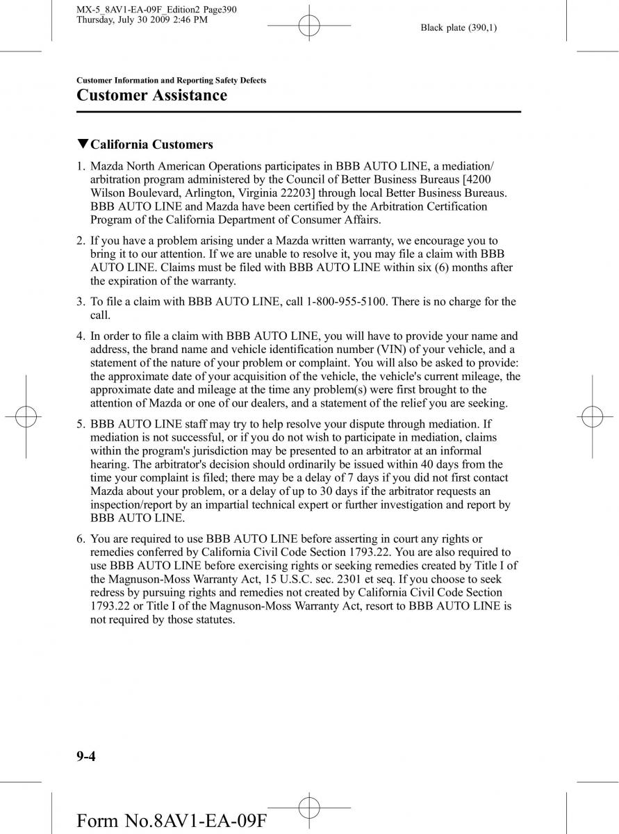 Mazda MX 5 Miata NC III 3 owners manual / page 390