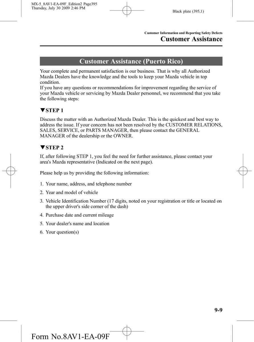 Mazda MX 5 Miata NC III 3 owners manual / page 395