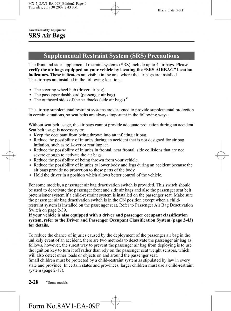 Mazda MX 5 Miata NC III 3 owners manual / page 40