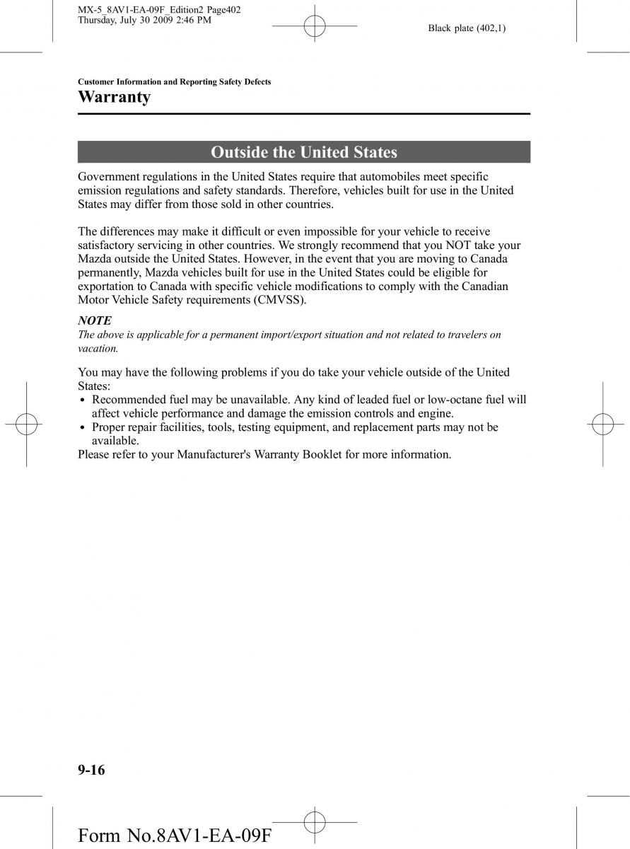 Mazda MX 5 Miata NC III 3 owners manual / page 402