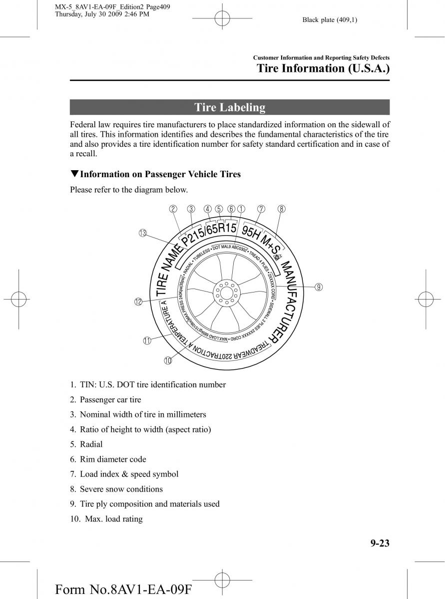 Mazda MX 5 Miata NC III 3 owners manual / page 409