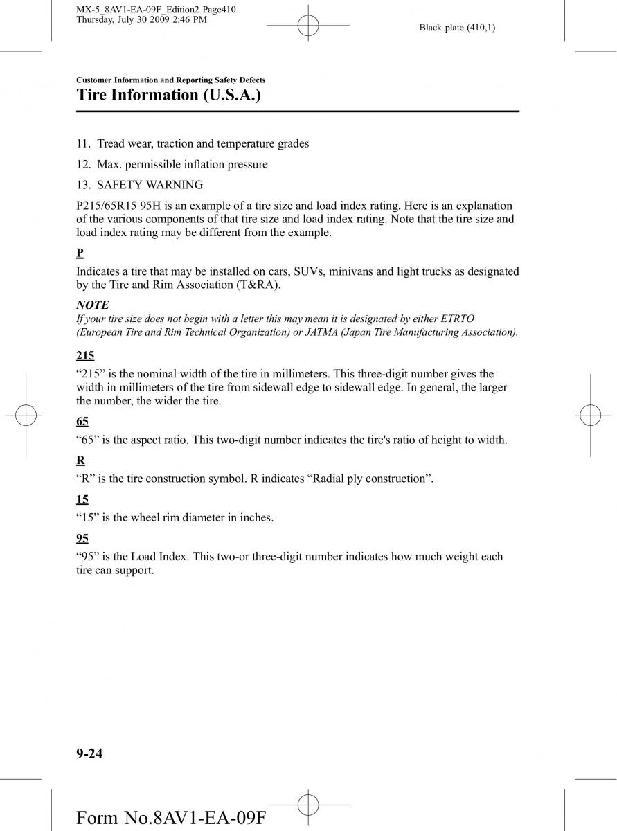 Mazda MX 5 Miata NC III 3 owners manual / page 410