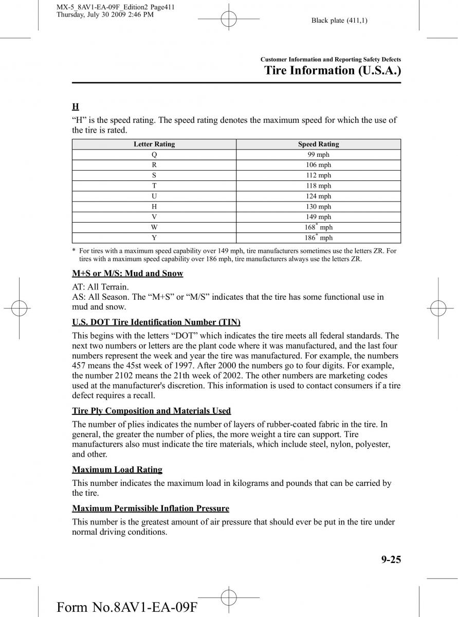 Mazda MX 5 Miata NC III 3 owners manual / page 411