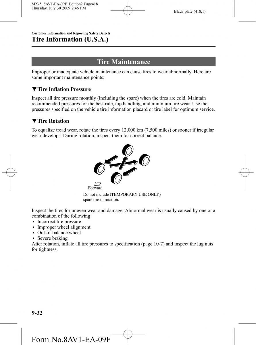 Mazda MX 5 Miata NC III 3 owners manual / page 418