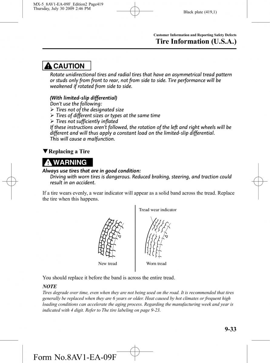 Mazda MX 5 Miata NC III 3 owners manual / page 419