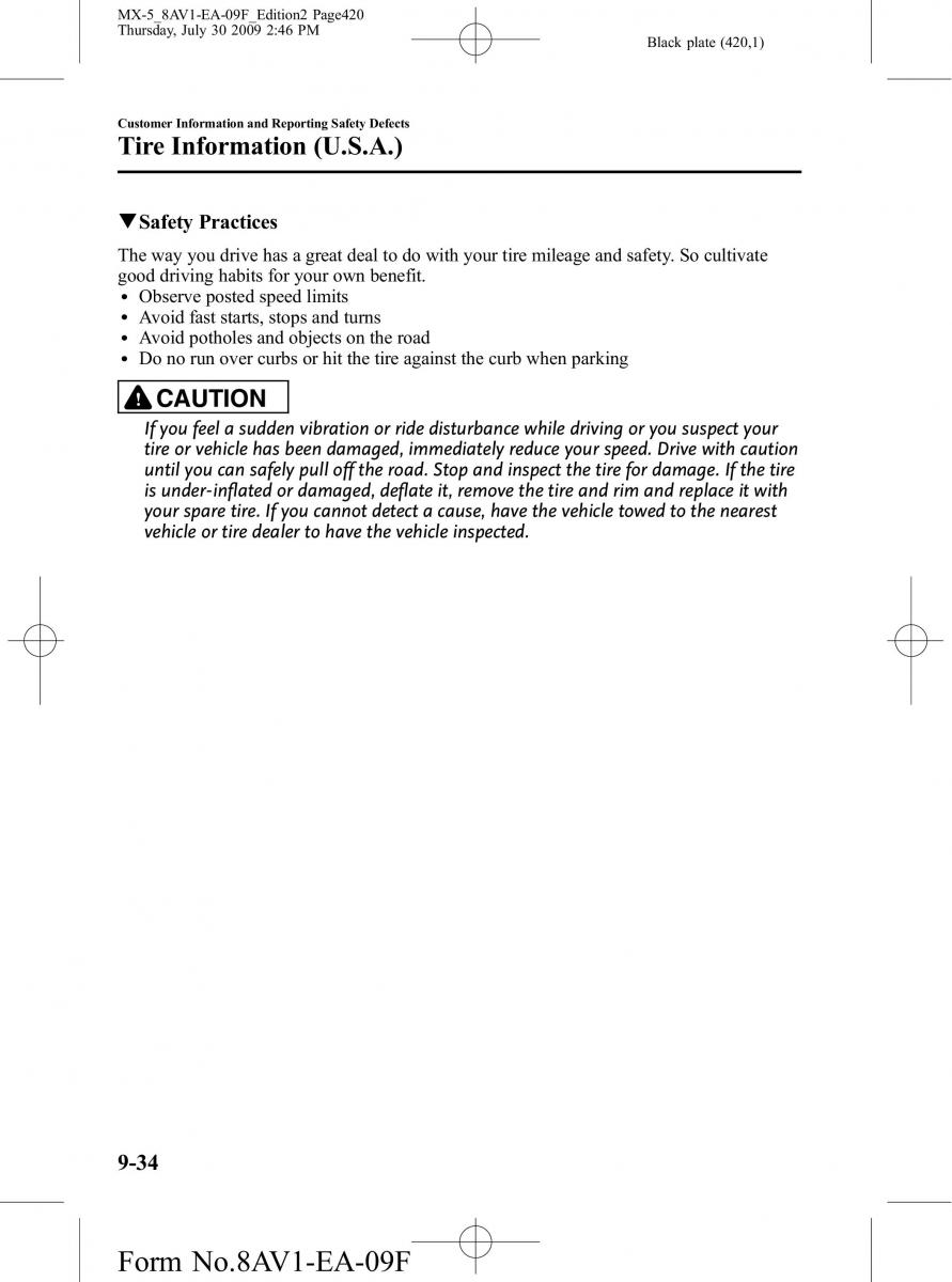 Mazda MX 5 Miata NC III 3 owners manual / page 420