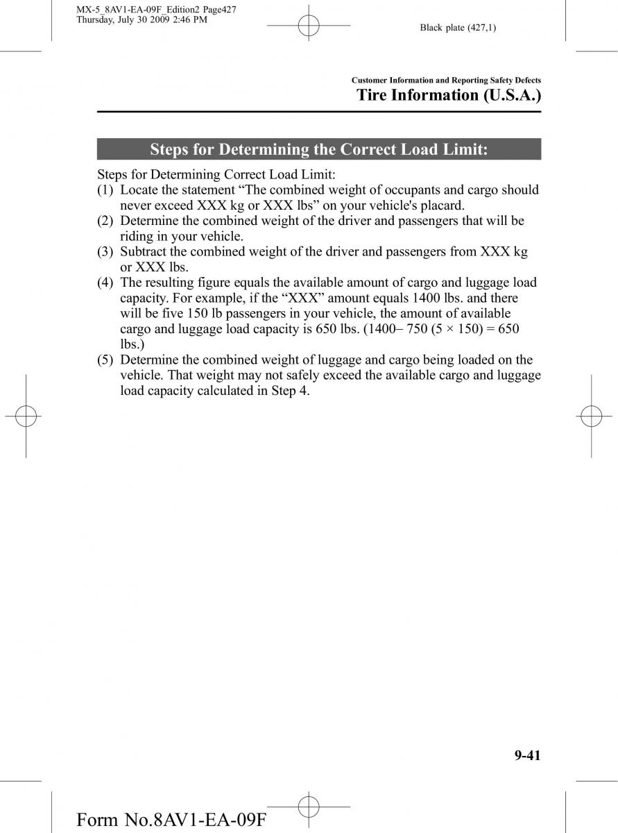 Mazda MX 5 Miata NC III 3 owners manual / page 427