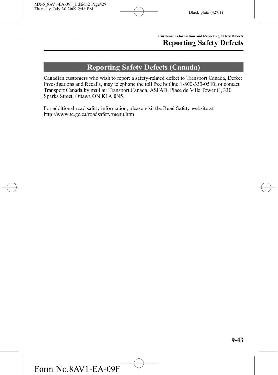 Mazda MX 5 Miata NC III 3 owners manual / page 429