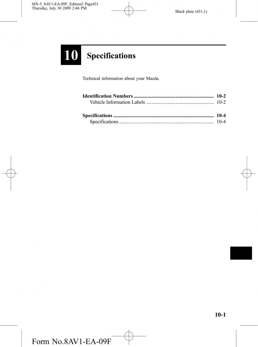 Mazda MX 5 Miata NC III 3 owners manual / page 431