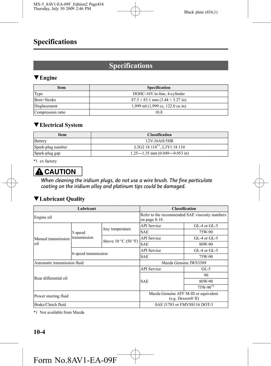 Mazda MX 5 Miata NC III 3 owners manual / page 434