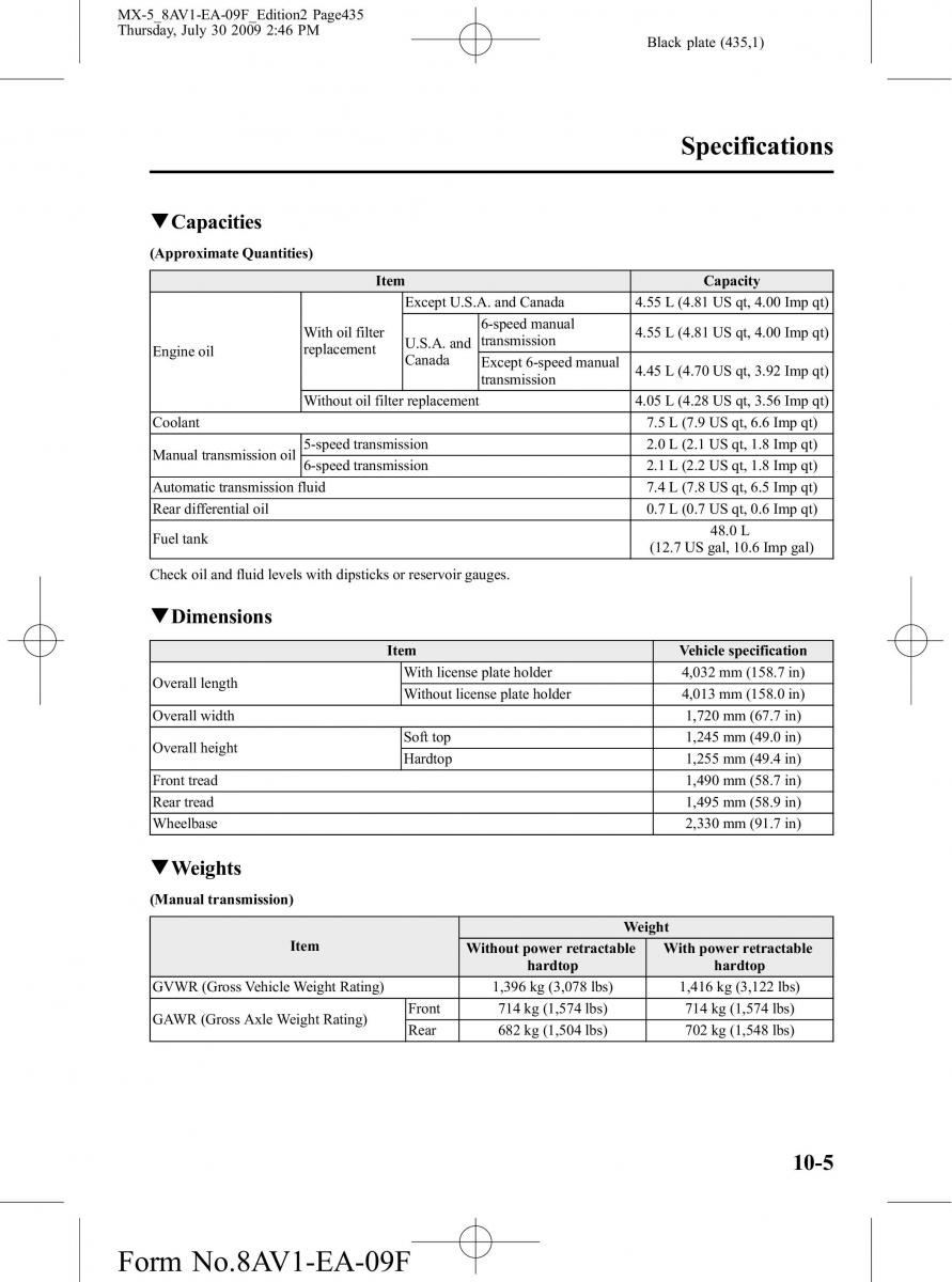 Mazda MX 5 Miata NC III 3 owners manual / page 435