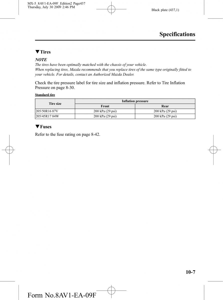 Mazda MX 5 Miata NC III 3 owners manual / page 437