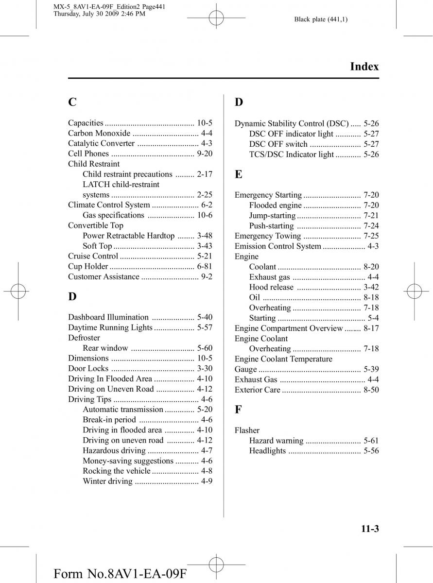 Mazda MX 5 Miata NC III 3 owners manual / page 441