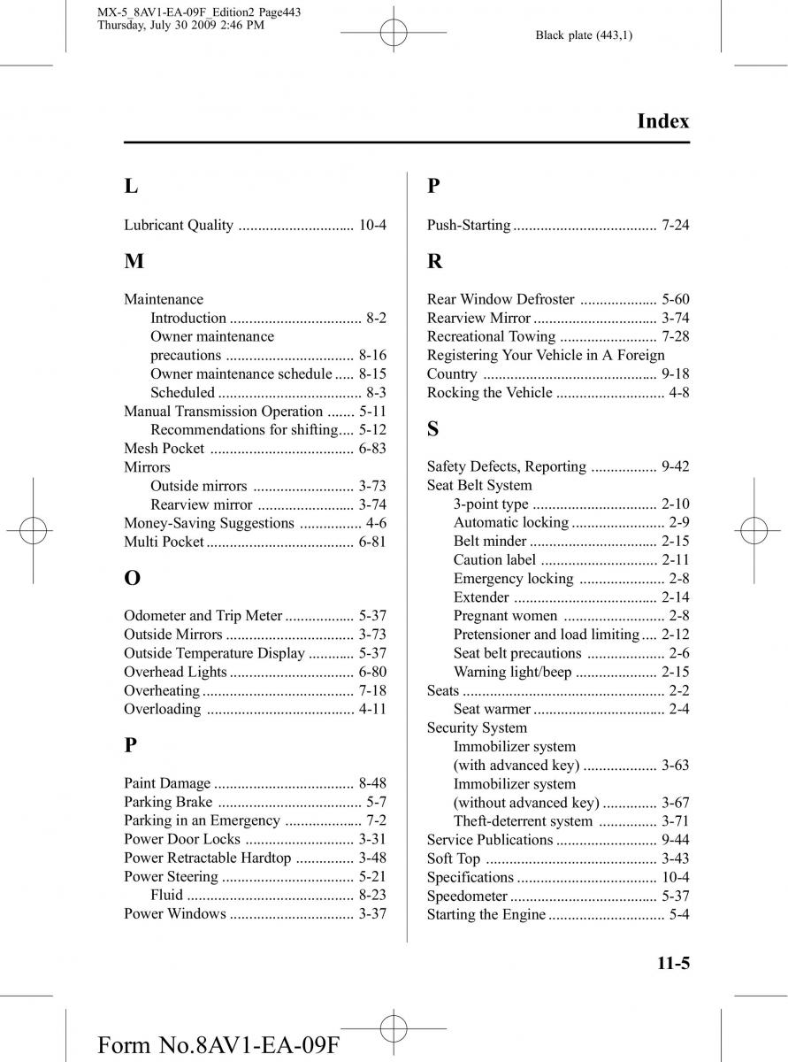 Mazda MX 5 Miata NC III 3 owners manual / page 443