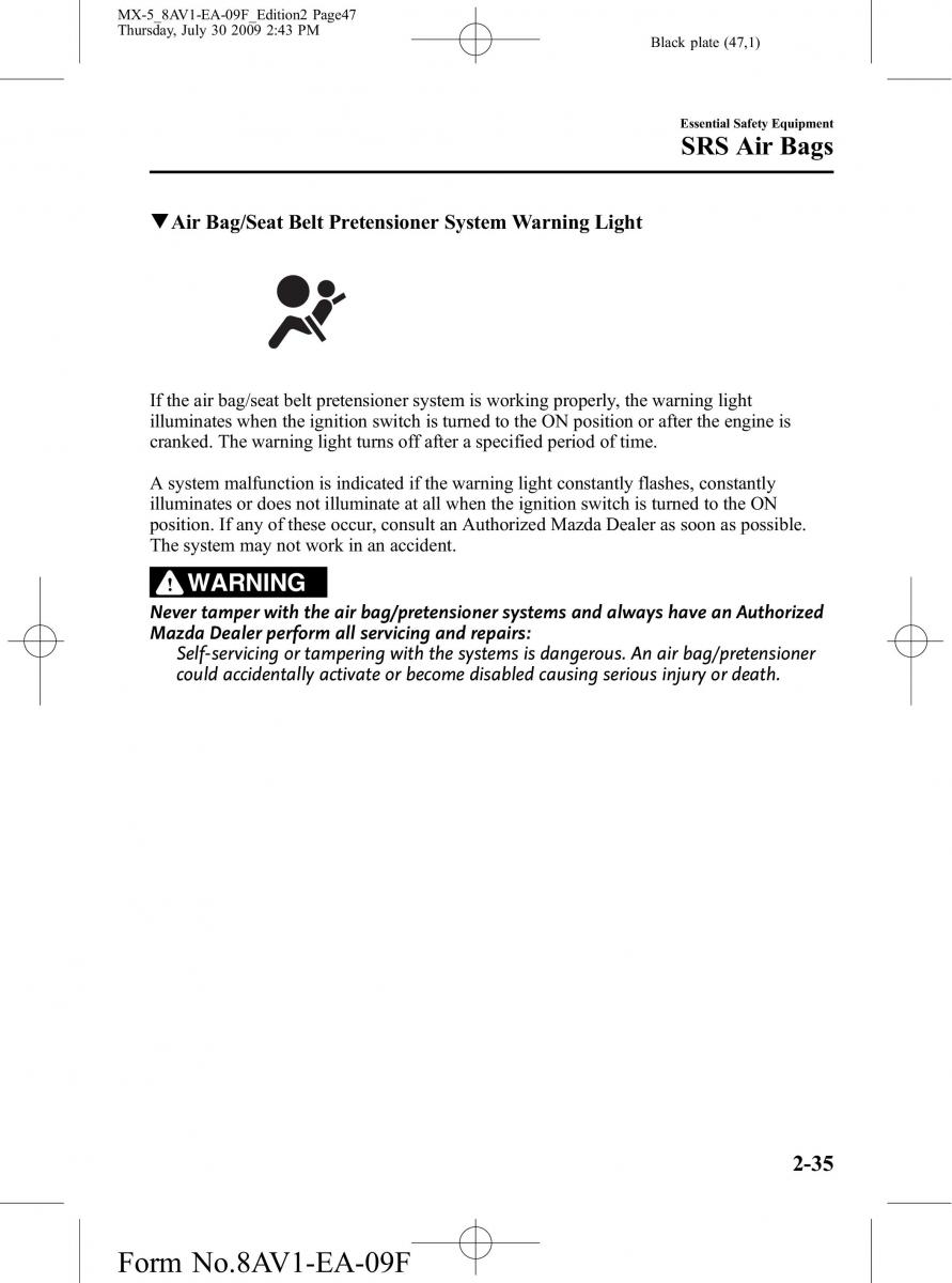 Mazda MX 5 Miata NC III 3 owners manual / page 47