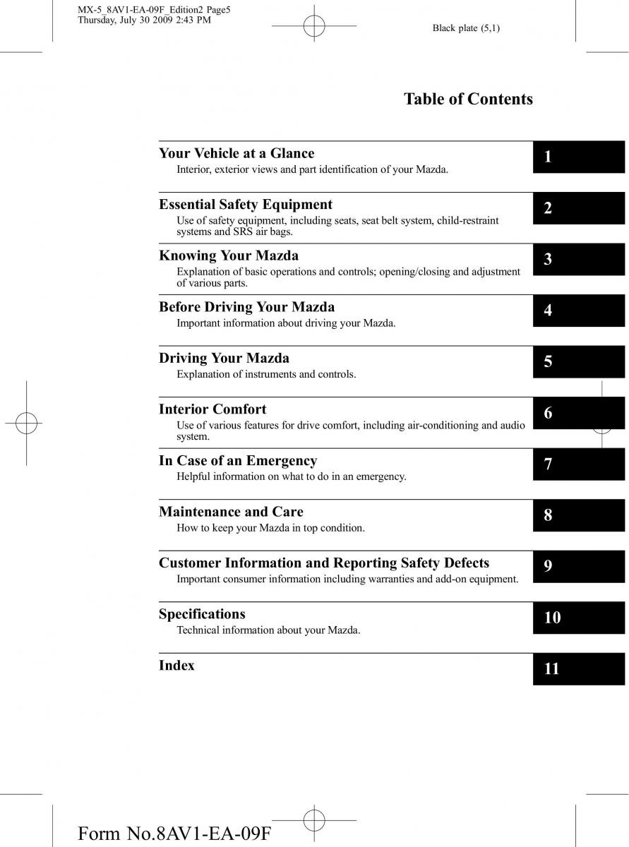 Mazda MX 5 Miata NC III 3 owners manual / page 5