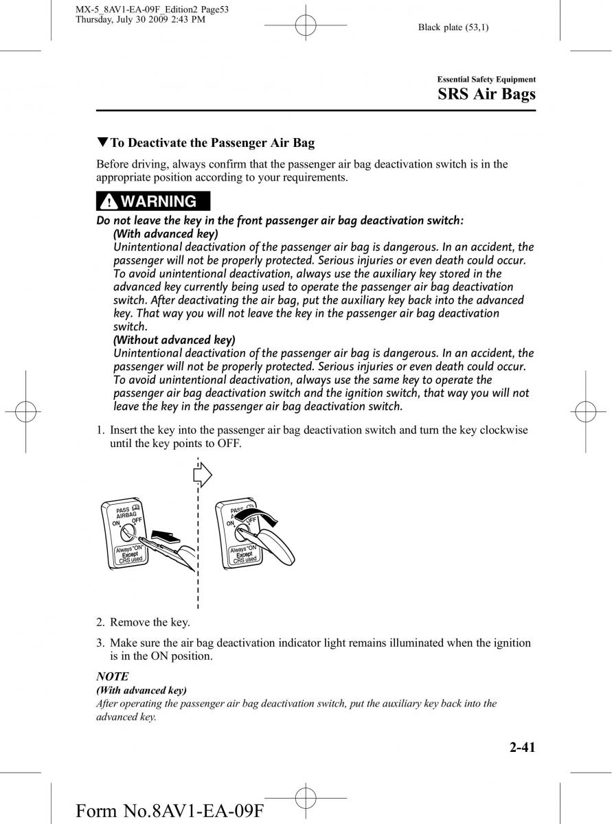 Mazda MX 5 Miata NC III 3 owners manual / page 53