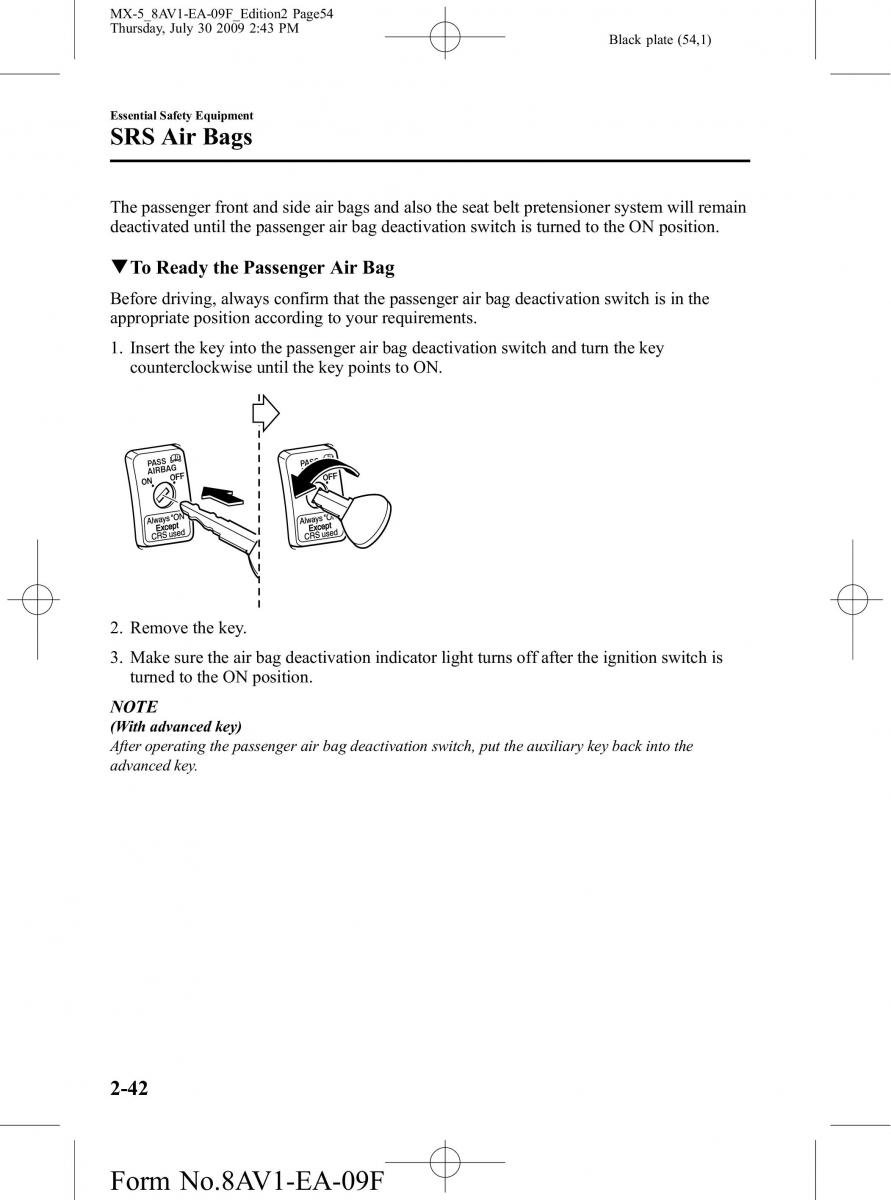 Mazda MX 5 Miata NC III 3 owners manual / page 54